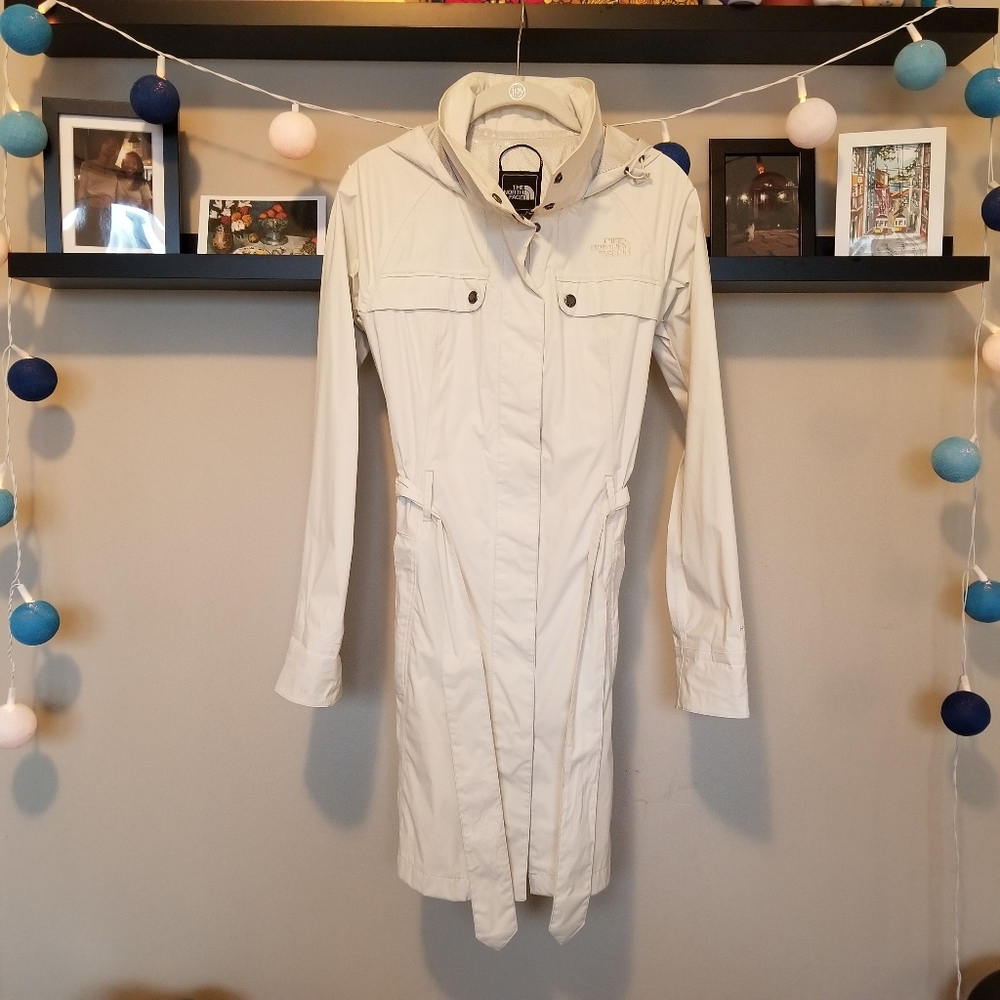 Ivory white waterproof north face rain jacket